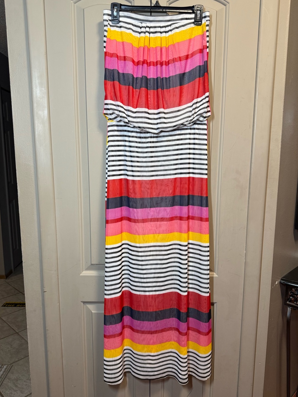 Cynthia Rowley Striped Maxi Dress - Pink, Red, Yellow & Black